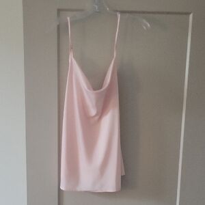 Pink Satin Cowl Neck Camisole